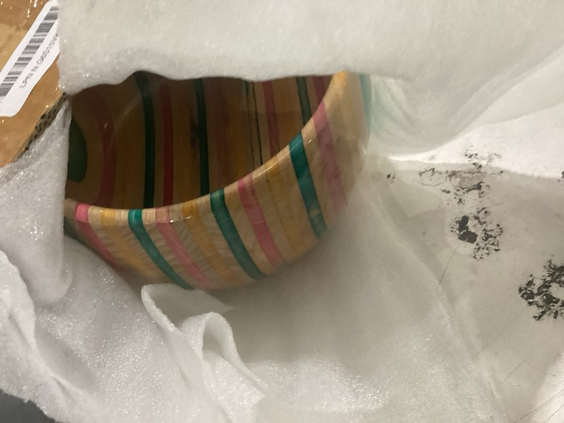 Condition photo showing Good Condition for handcrafted colorful beechwood yarn bowl – wooden holder with spiral cut design – tangle-free storage bowl for knitting & crochet – durable handcrafted organizer for crafters