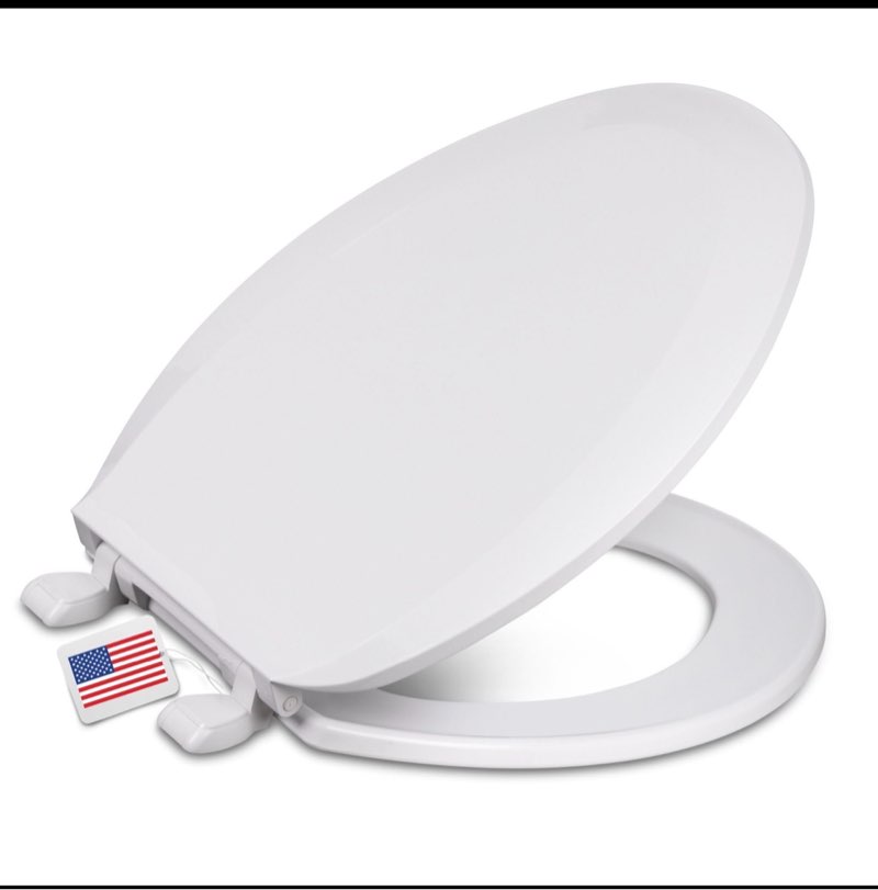 centoco elongated toilet seat, standard economy model, closed front with cover, plastic, made in the usa, dsamaz16-001, white