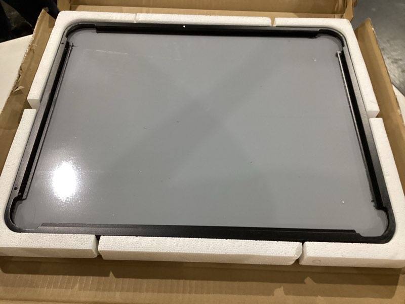 Condition photo showing Good Condition for loaao 20x16 inch black metal framed bathroom mirror for wall, matte black bathroom vanity mirror farmhouse, large rounded rectangle mirror, anti-rust, hangs horizontally or vertically black 20"l x 16"w