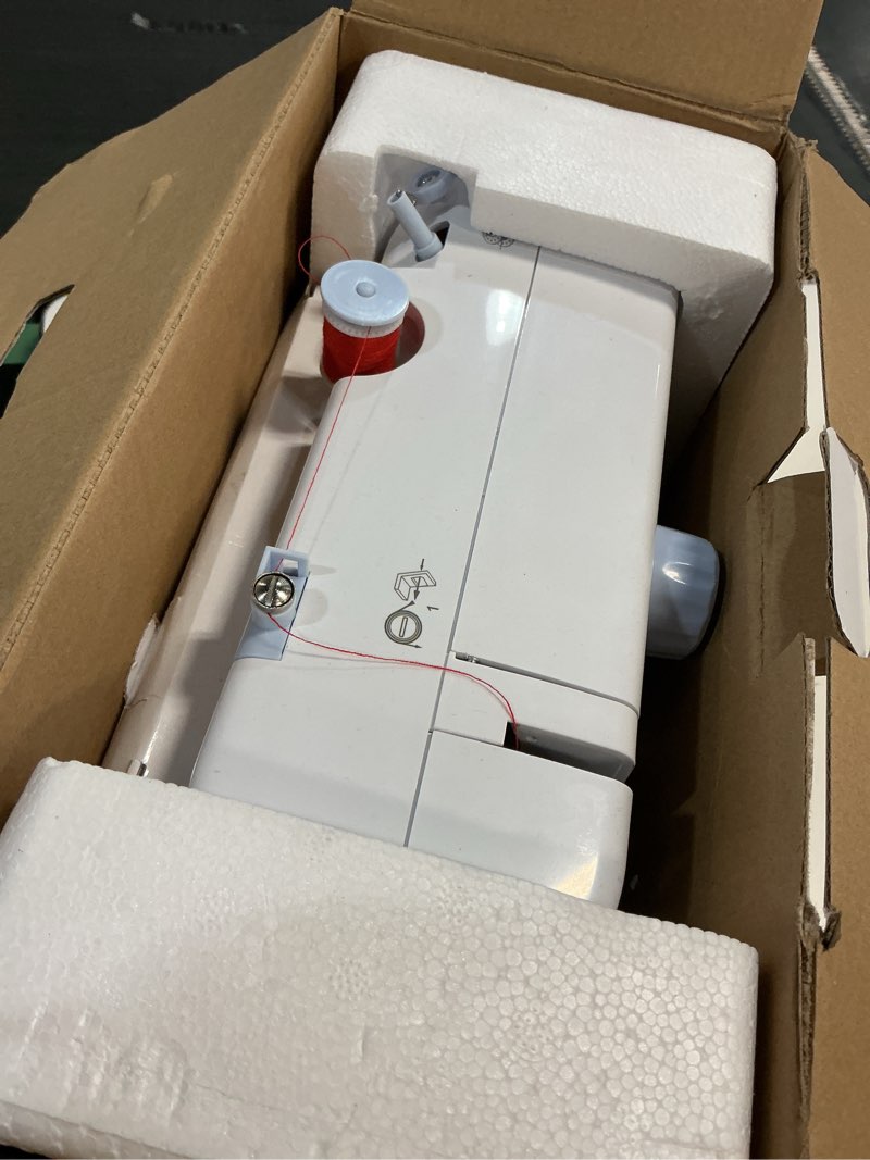 Condition photo showing As Is for sewing machine with 16 built-in stitches, small sewing machine for beginners with accessory kit, 2-speed, foot pedal & storage drawer, portable full-feature design for home