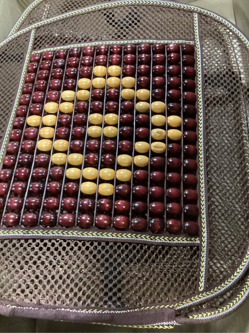 Condition photo showing Good Condition for wood beaded comfort seat cover with cooling ventilated mesh lumbar back brace massage support cushion for car seat chair coffee