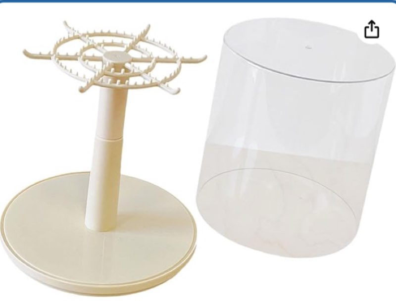  Figure Display Case Rotatable Protection All Round Transparent Doll Display Box Hanger for Plush Figures Action Dolls Charms , Beige