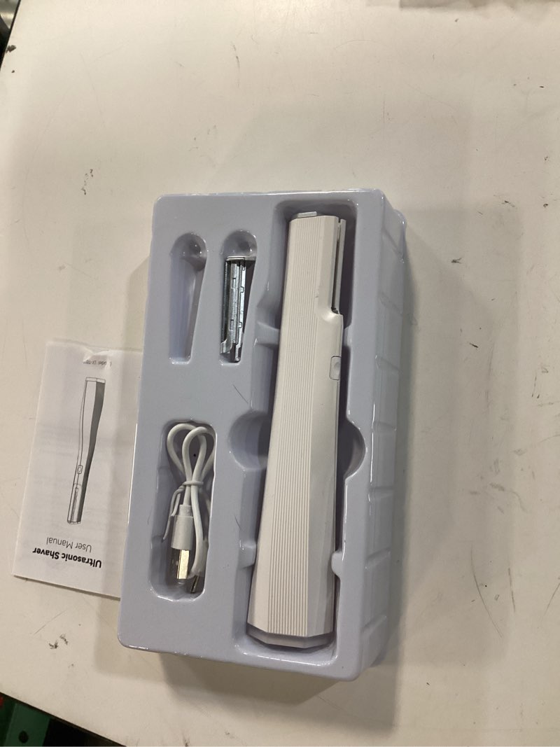 Condition photo showing Good Condition for dermaplane razor for women face, painless sonic dermaplane tool with 10 upgraded micro mesh dermaplaning blades, women’s facial exfoliation & peach fuzz hair removal system (pearl white)