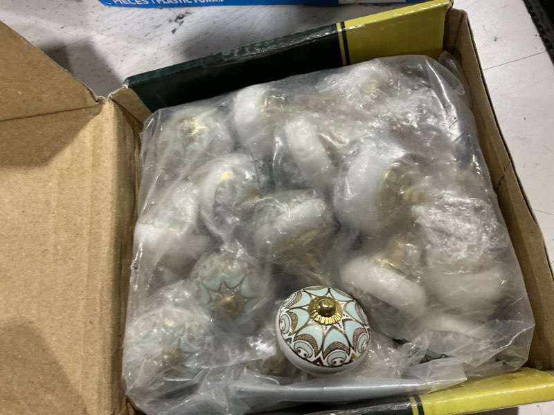 Condition photo showing Good Condition for gold ceramic knobs for cabinet, light blue drawer knob vintage cupboard knobs for kitchen, furniture door pull handles dresser, wardrobe & home interior décor-pack of 30 style of 30 turquoise