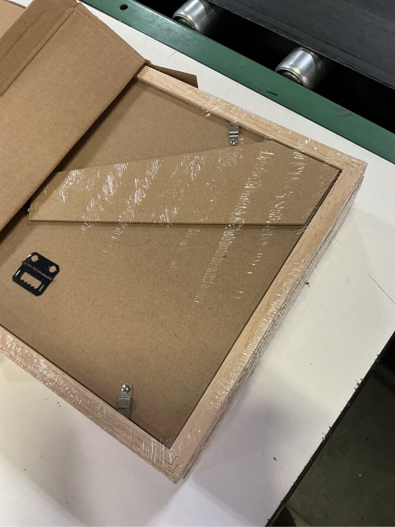 Condition photo showing New/Like New for kinlink 9x12 picture frames natural, solid wood frames with acrylic plexiglass for pictures 5x7/6x8 with mat or 9x12 without mat, tabletop and wall mounting display, set of 4 natural 9x12