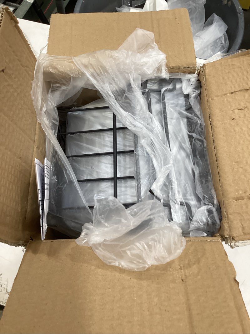 Condition photo showing Good Condition for freezer organizer bins, 4 pack stackable chest freezer organizer for 5-7 cu.ft deep freezer sort frozen meats and food, freezer storage baskets with handles easy reach from bottom, black