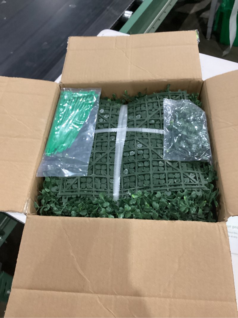 Condition photo showing Good Condition for netap artificial grass wall panels, 10"x 10"(12p) faux boxwood panels for outdoor indoor green grass wall decor, party wedding garden fence decorations 10*10in 12p