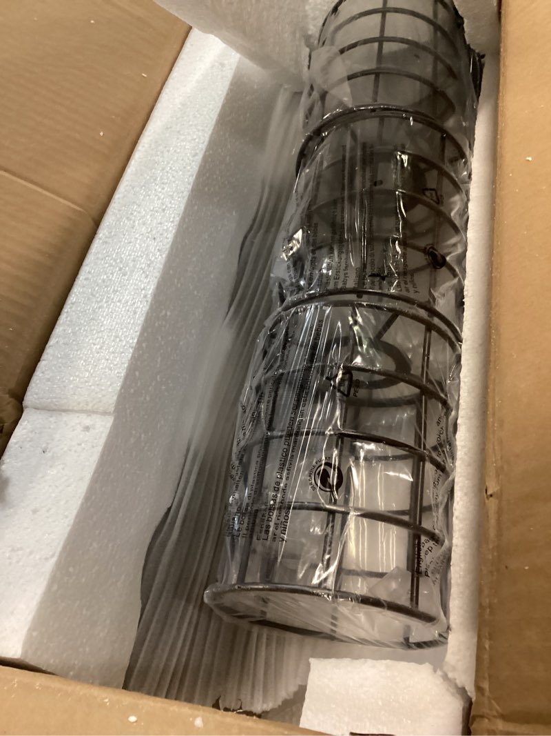 Condition photo showing Good Condition for Giluta Industrial Linear Kitchen Island Light, 5-Light Farmhouse Chandelier with Rustic Metal Mesh Cage, Pendant Lighting Fixture for Kitchen Island Dining Room Pool Table Living Room C0089-5 Lights