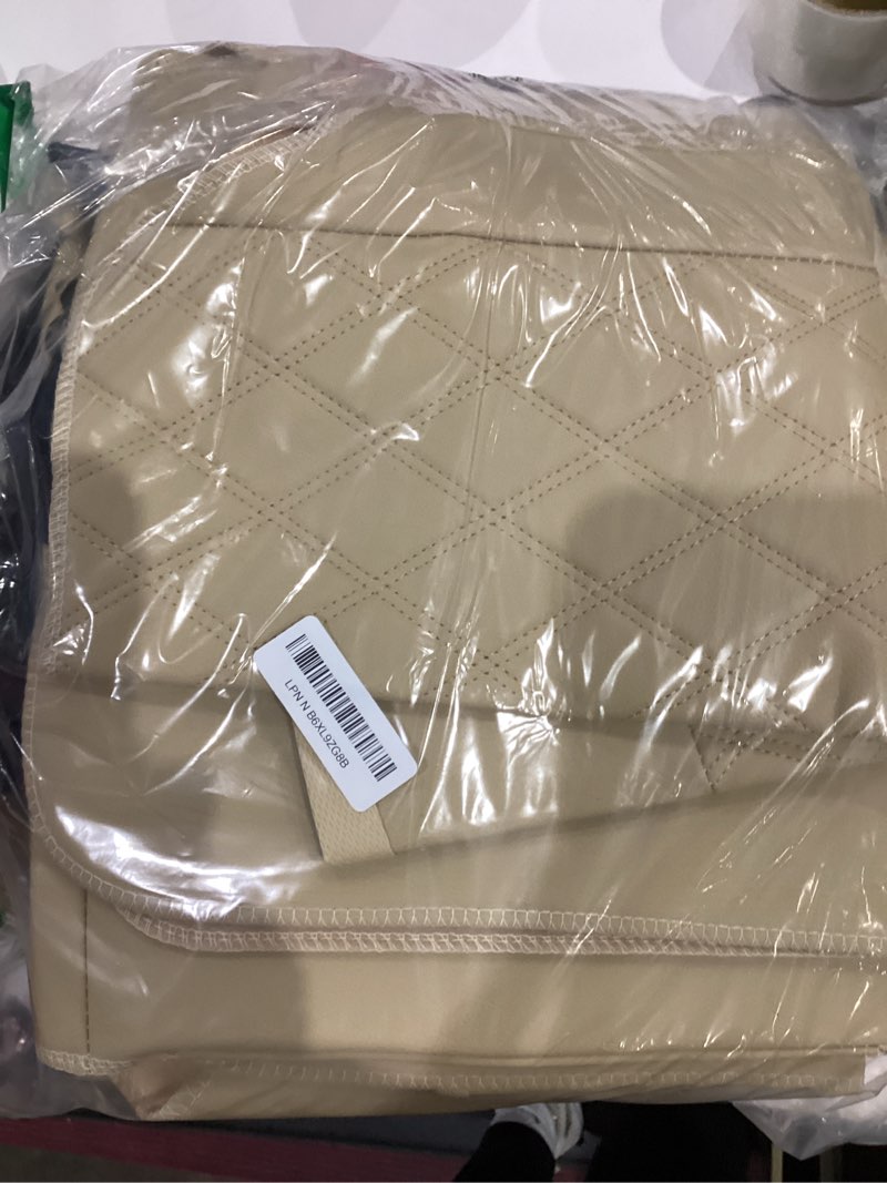 Condition photo showing As Is for ns yolo full coverage leather car seat covers full set,waterproof seat covers for cars,suvs pick-up truck, car seat cushion,car seat protector,beige seat cover with 5 seats beige full set(front and rear-5 seats)