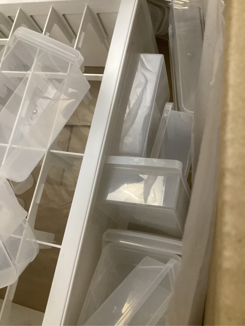 Condition photo showing Good Condition for iris usa 44-drawer small parts organizer, made in usa, storage drawers for beads, crafts, building bricks, screws, nuts, bolts, electronics, hardware, stackable garage storage cabinet, white white 44 drawer