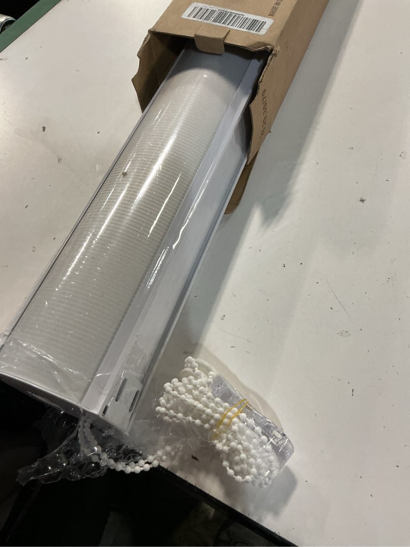 Condition photo showing Good Condition for zebra roller shades, dual layer roll up blind for living room, semi sheer shades window privacy light control for day and night, (maximum height 72inch, white color, width 29 inch) 29"w x 72"h white