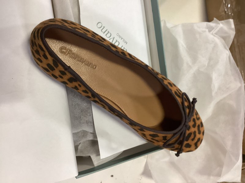 Condition photo showing New/Like New for c.paravano genuine leather ballet flats shoes for women | ballerina flats | | round toe shoes | dressy shoes for women 8 leopard size 37.5