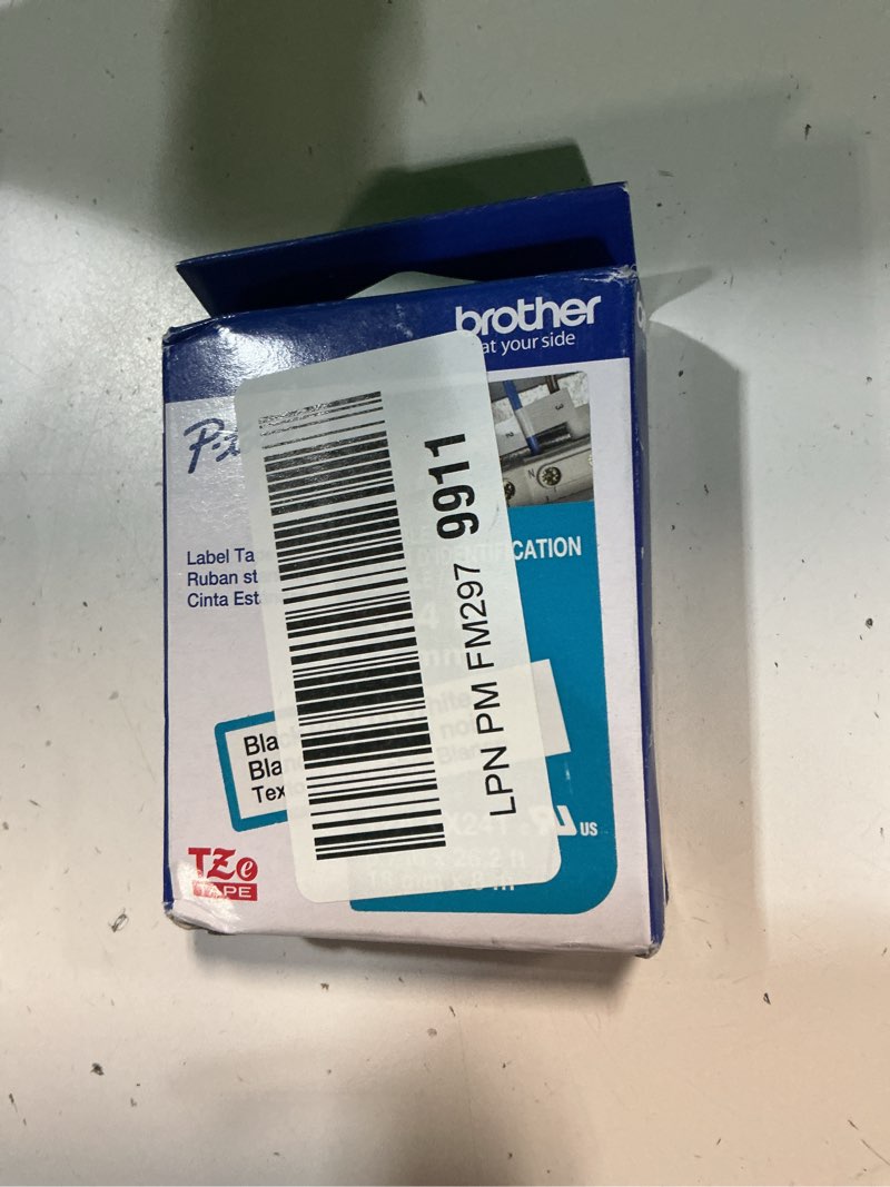Condition photo showing New/Like New for brother p-touch genuine tze-fx241, ~3/4" (0.7") black on white flexible cable/wire laminated tape –26.2 ft(8m) (tzefx241)