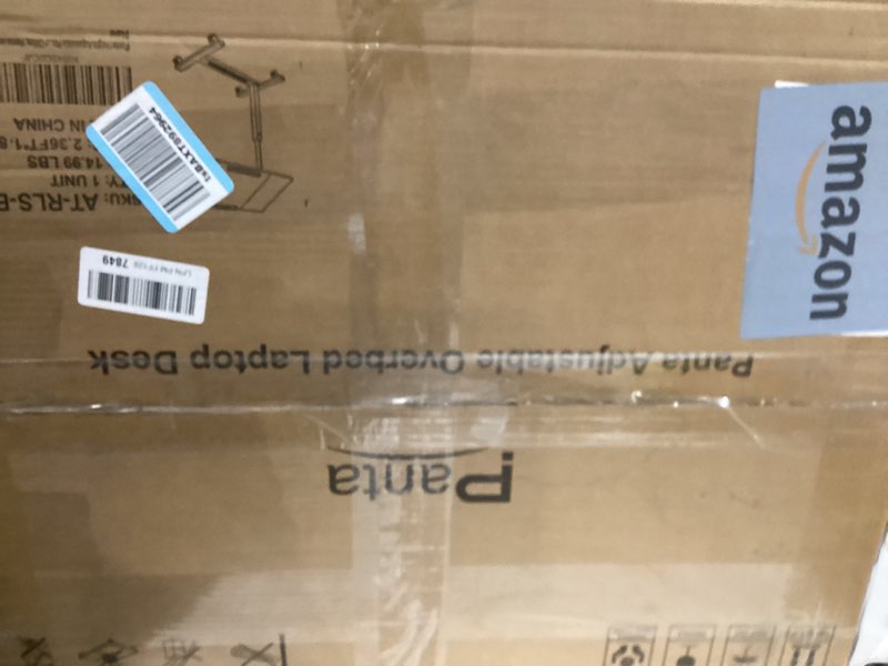 Condition photo showing As Is for Panta Height Adjustable Rolling Laptop Stand, Overbed Table with 2 Tilting Desktops, Mobile Laptop Table for Couch with Cup Holder, Mobile Computer Workstation for Office, Home and Hospital Black