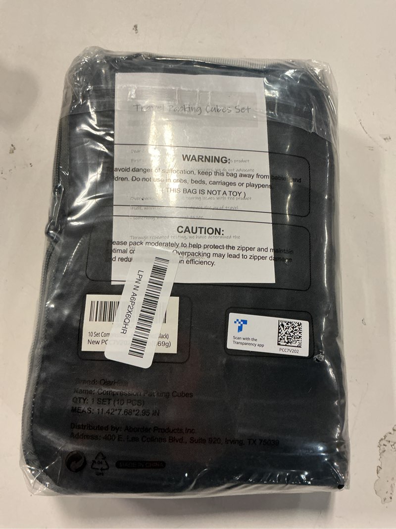 Condition photo showing New/Like New for 10 Set Compression Packing Cubes for Travel Essentials,Compressible Expandable Packing Cubes for Suitcase,OlarHike Luggage Organizer Bags for Travel,Handy Helper for Organizing Clothes(Black) Black 10 set