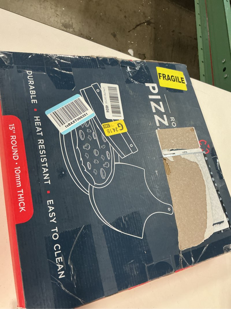 Condition photo showing Good Condition for 3pcs round pizza stone for oven set 15" - comes with pizza peel for oven and cutter - cordierite stones for bread, calzone, cookies 15-inch round deluxe set