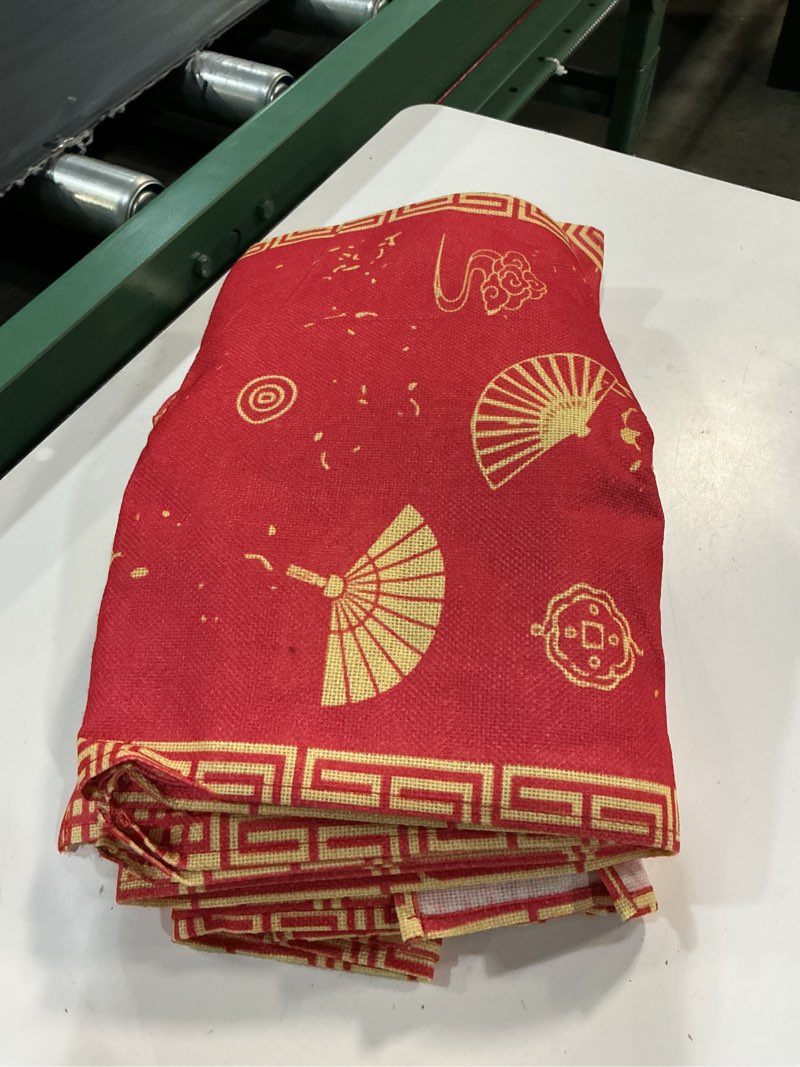 Condition photo showing Good Condition for fanfanwin 4 pcs hibachi party decorations hibachi table runners 13 x 72 inch, faux linen table covers, asian pagoda lantern print red tablecloth for chinese japanese themed birthday party supplies