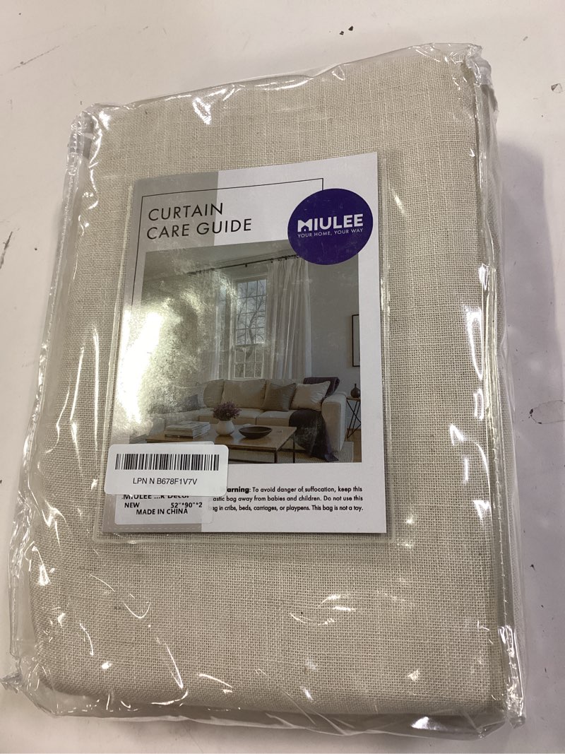 Condition photo showing New/Like New for miulee cream linen curtains 90 inch long 2 panels for bedroom living room, soft linen textured window drapes semi sheer light filtering back tab rod pocket farmhouse modern burlap look decor 52"w x 90"l (pack of 2) cream