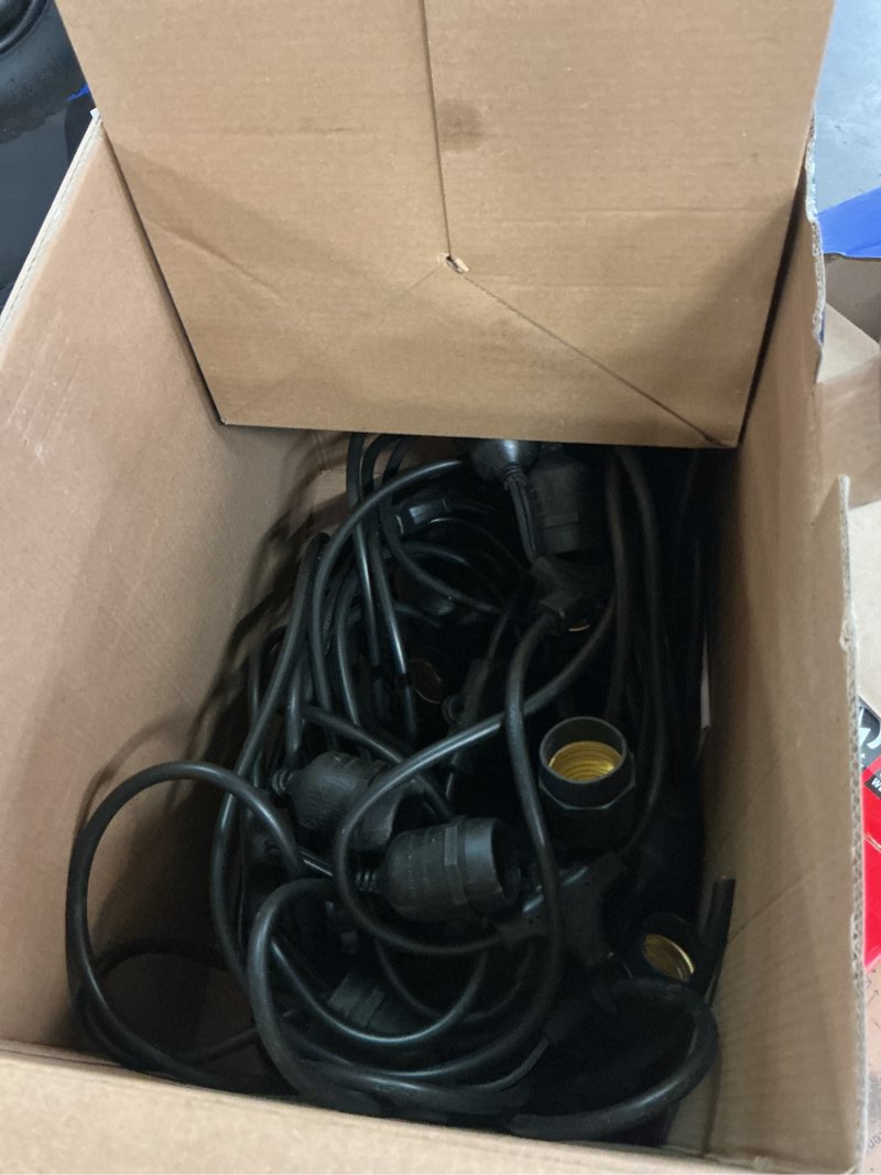 Condition photo showing As Is for harbor breeze 96-ft plug-in black indoor/outdoor string light with 36 white -light led edison bulbs