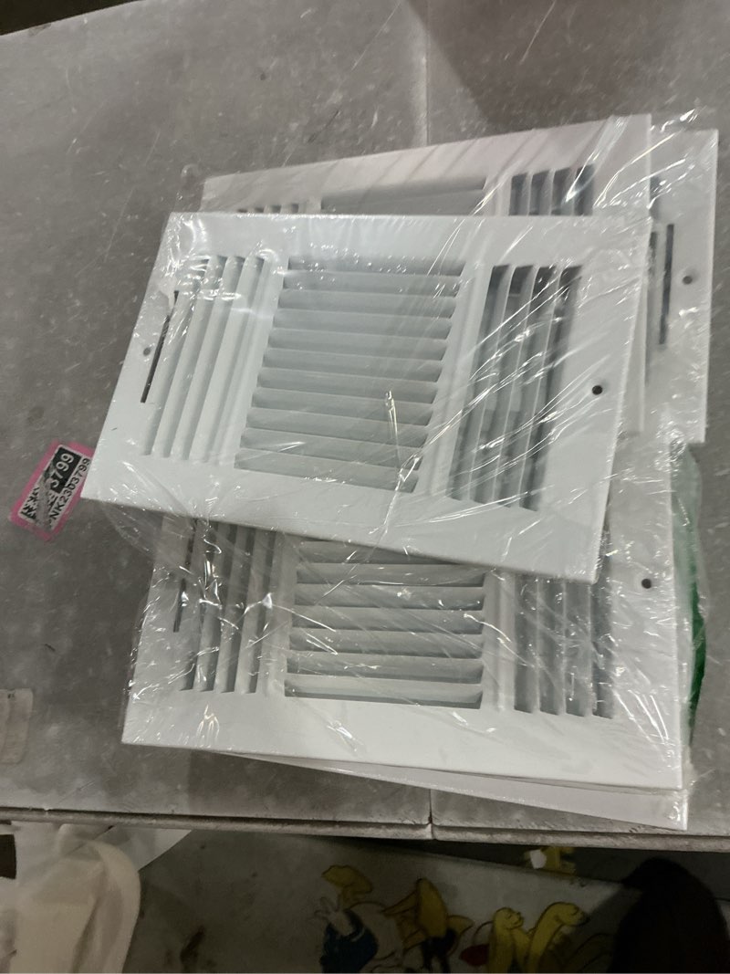 Condition photo showing Good Condition for dgb 6 pcs 10x6 inch air vent covers - 3-way solid metal wall & ceiling register, return air vent (white, interior size 10 x 6) 10x6 inch 6