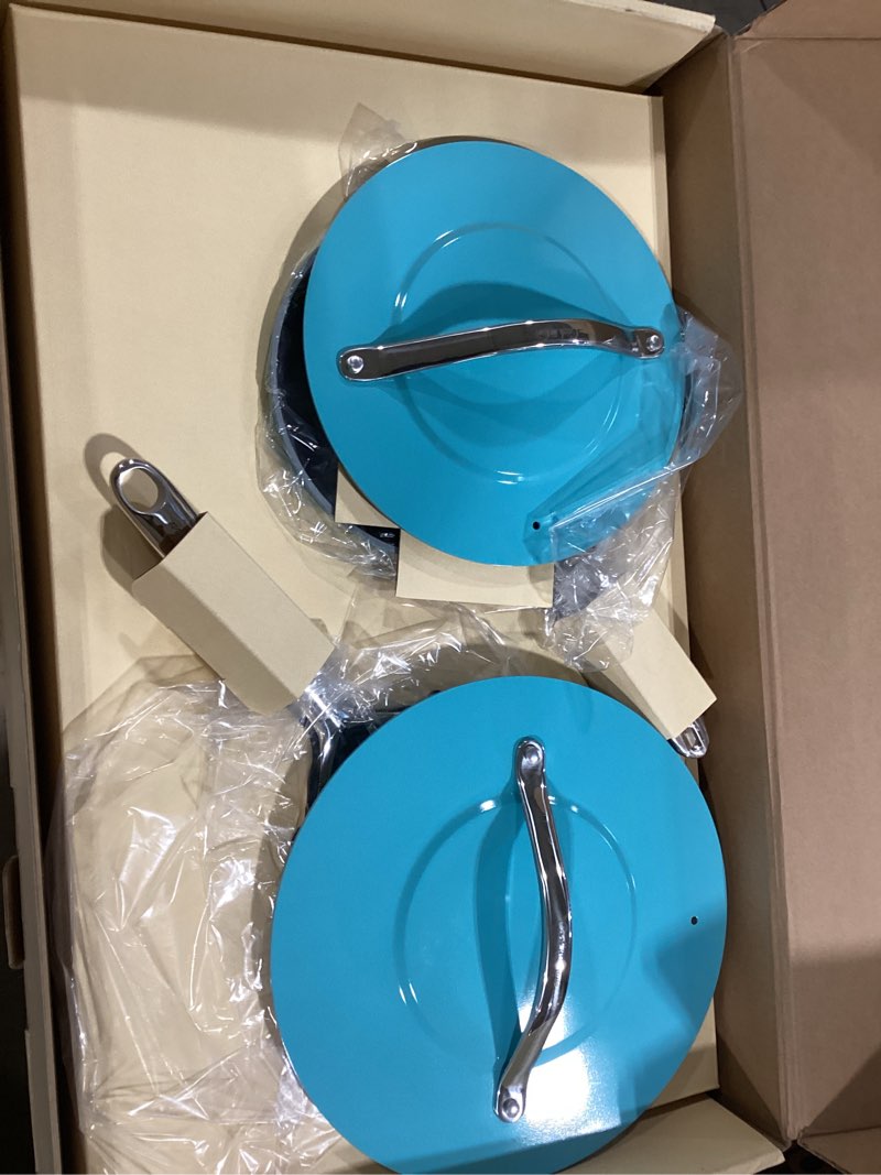 Condition photo showing Good Condition for cookincraze ceramic cookware set, pots and pans set nonstick with lid pfas & pfoa free, induction compatible oven safe up to 500°f even heat distribution, caribbean blue