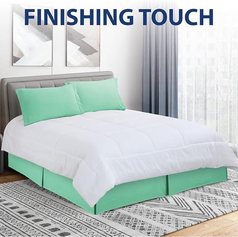 Cathay Home Double Brushed Microfiber Pleated Easy Fit Bed Skirt, Ultra Soft, Fade and Wrinkle Resis