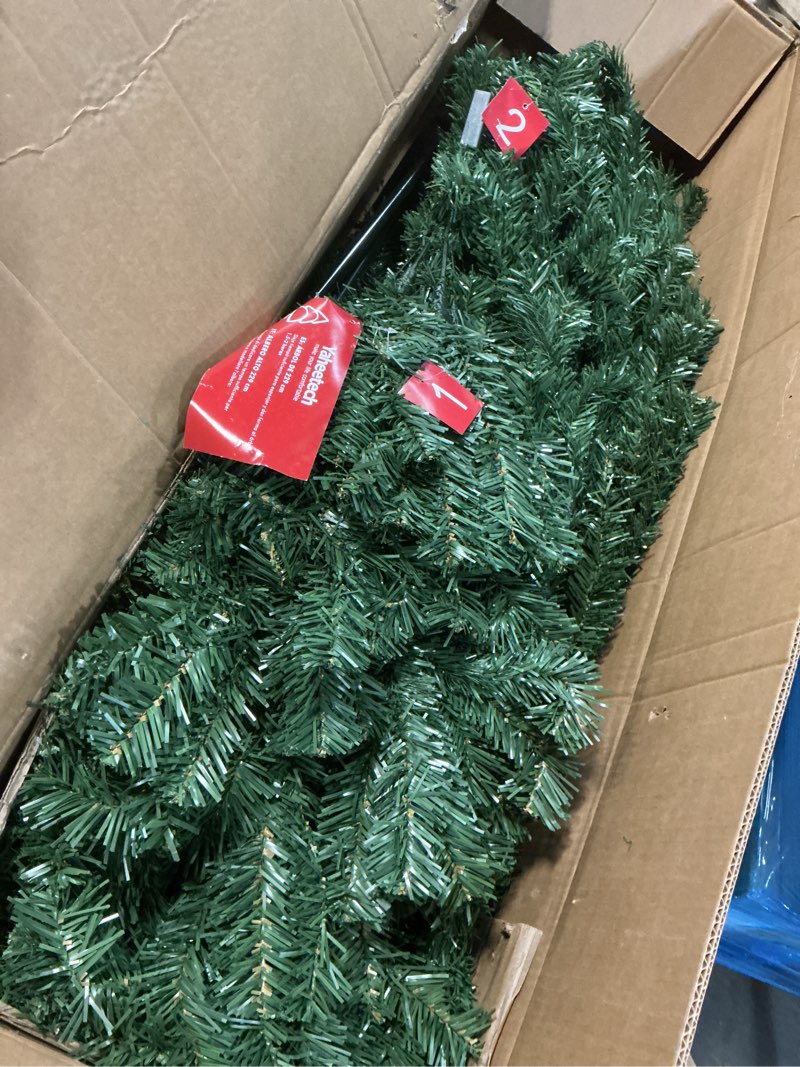 Condition photo showing Good Condition for yaheetech 7.5ft artificial christmas tree, realistic premium spruce hinged full christmas tree with 1346 branch tips holiday xmas tree w/metal hinges & foldable base for home party office decoration 7.5ft green