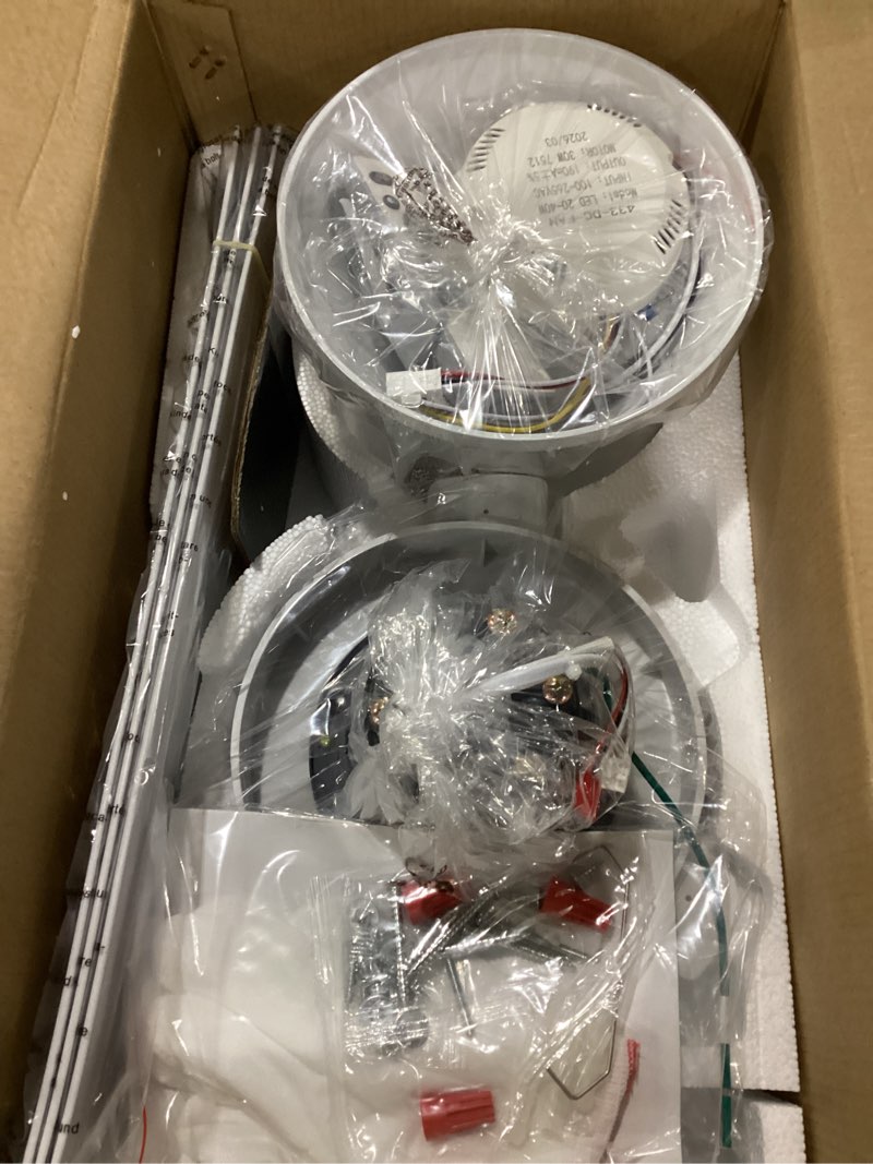 Condition photo showing New/Like New for ceiling fans with lights - 42 inch low profile ceiling fan with light and remote control, reversible, 3cct dimmable, noiseless, white small flush mount ceiling fan for bedroom indoor/outdoor 42 inch white