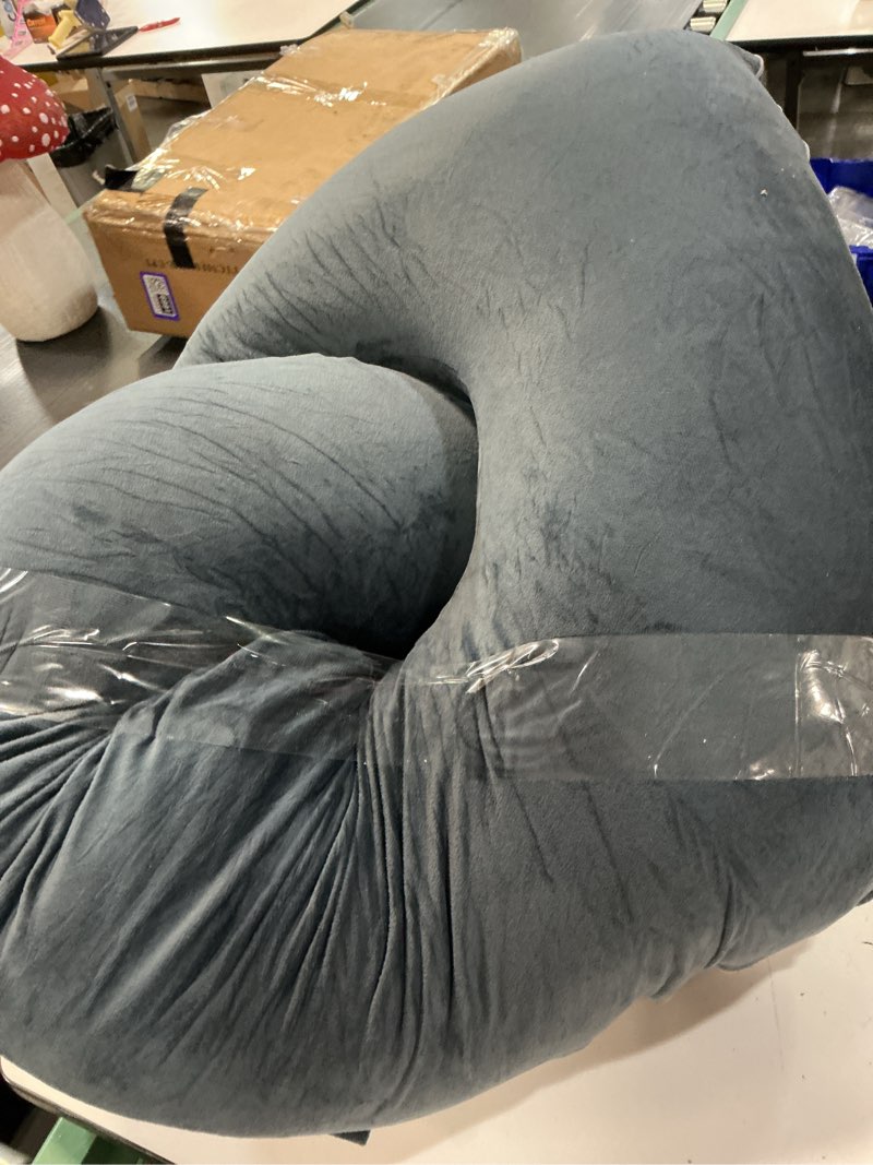 Condition photo showing As Is for pregnancy pillow, full body 57 inch maternity pillow with removable washable cover - sleep support for legs, back, neck, shoulder, hips, belly for pregnent women, black grey velvet cover black-grey velvet