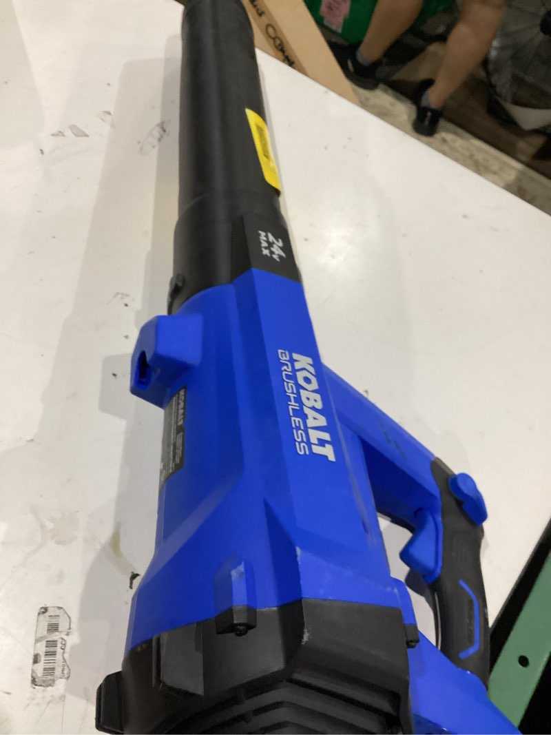 kobalt 24-volt lithium ion 410-cfm 100-mph brushless cordless electric leaf blower (battery not included)