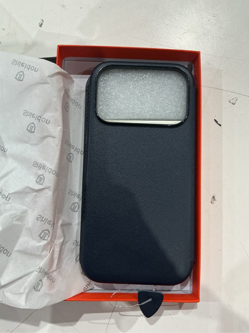 Condition photo showing Good Condition for shieldon slim case wallet for iphone 17 pro 6.3-inch 5g 2025 | genuine leather, wireless charging, rfid blocking credit card slot, magnetic closure, flolio shock absorbing cover - navy blue for iphone 17 pro navy blue