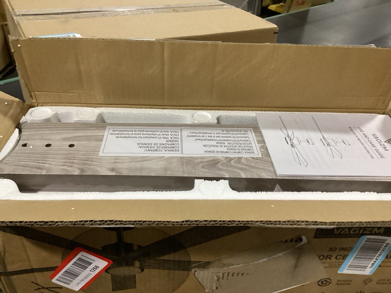 Condition photo showing As Is for 52 inch ceiling fan brushed nickel remote controlled dimmable light combo - quiet reversible - 5 grey blades brushed nickel+gray-5 52 inch