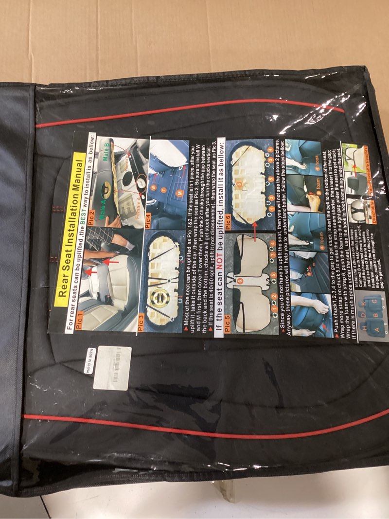 Condition photo showing Good Condition for luckyman club 2 front bucket seat covers fit most sedan suv truck fit for aspen chevy silverado equi black/red