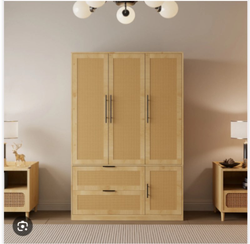(Incomplete) Addeson Rattan Weaving Solid + Manufactured Wood Armoire