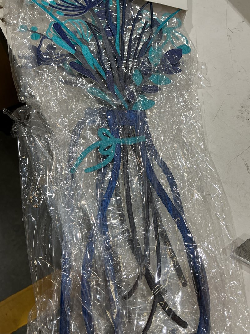 Condition photo showing Good Condition for pigort 3 pieces metal flowers wall arts - rustic farmhouse style décor metal wall art black minimalist flower natural themed wall decors for home bedroom dining room housewarming (blue)