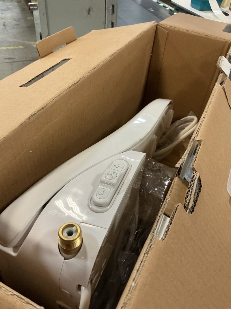 Condition photo showing As Is for LEIVI Electric Bidet Toilet Seat with Wireless Remote and Side Panel, Multiple Spray Modes, Adjustable Heated Seat, Warm Water and Air Dryer, Auto LED Nightlight, Round Silver Round