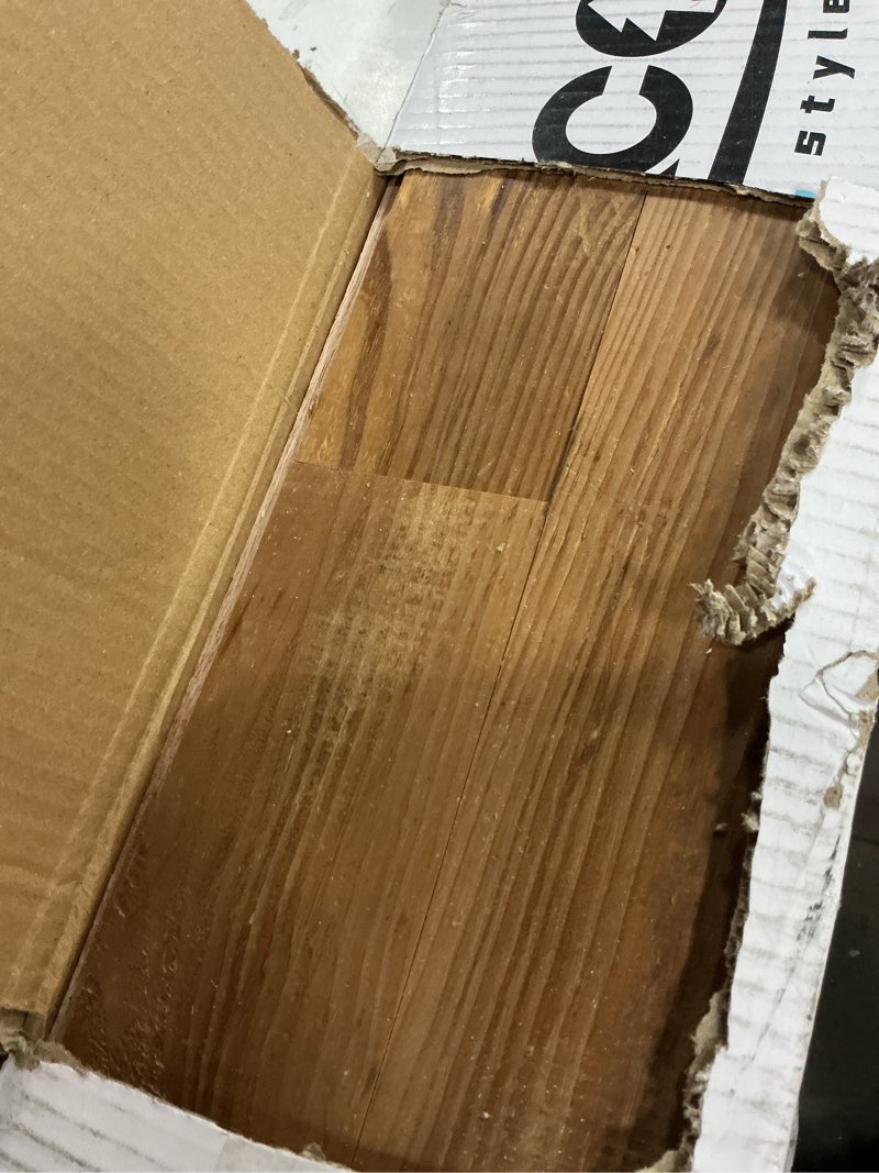 Condition photo showing As Is for Luxdecor Real Reclaimed Wood Planks for Wall-10 Pieces Easy Nail-Up Shiplap Rustic Style 6" Wide Wood Shiplap Panels for Wall 19.44 Sq Ft (Natural Weathered Brown) 03-Reclaimed Wood Planks