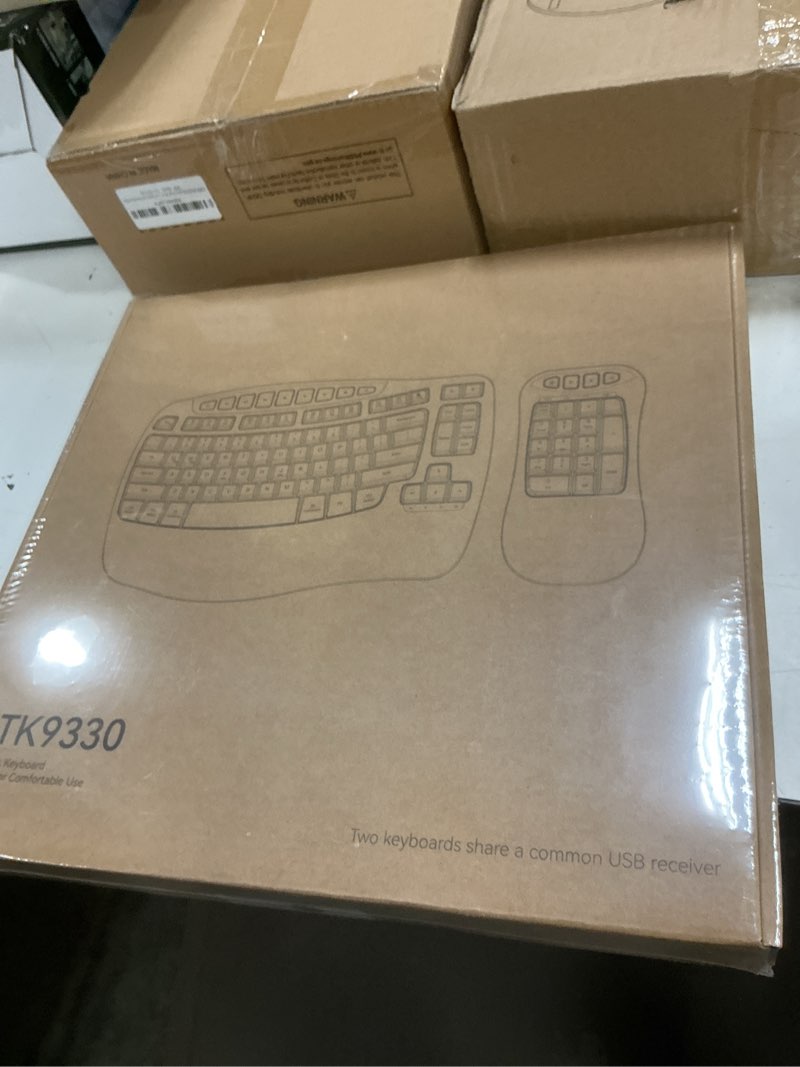Condition photo showing New/Like New for Meetion Master Wave Keys Ergonomic Wireless Keyboard, 2.4G Wireless/Bluetooth Split Keyboard with Wrist Rest, Separate Mini Numeric Keypad for Financial Accounting, for Mac/Windows/Laptop/PC/Tablet