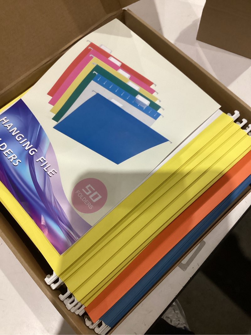 Condition photo showing Good Condition for blue summit 75 pack colored hanging file folders letter size no expansion, colored hanging file folders bulk, assorted colors, designed for bulky files, medical charts, 1/5 tabs