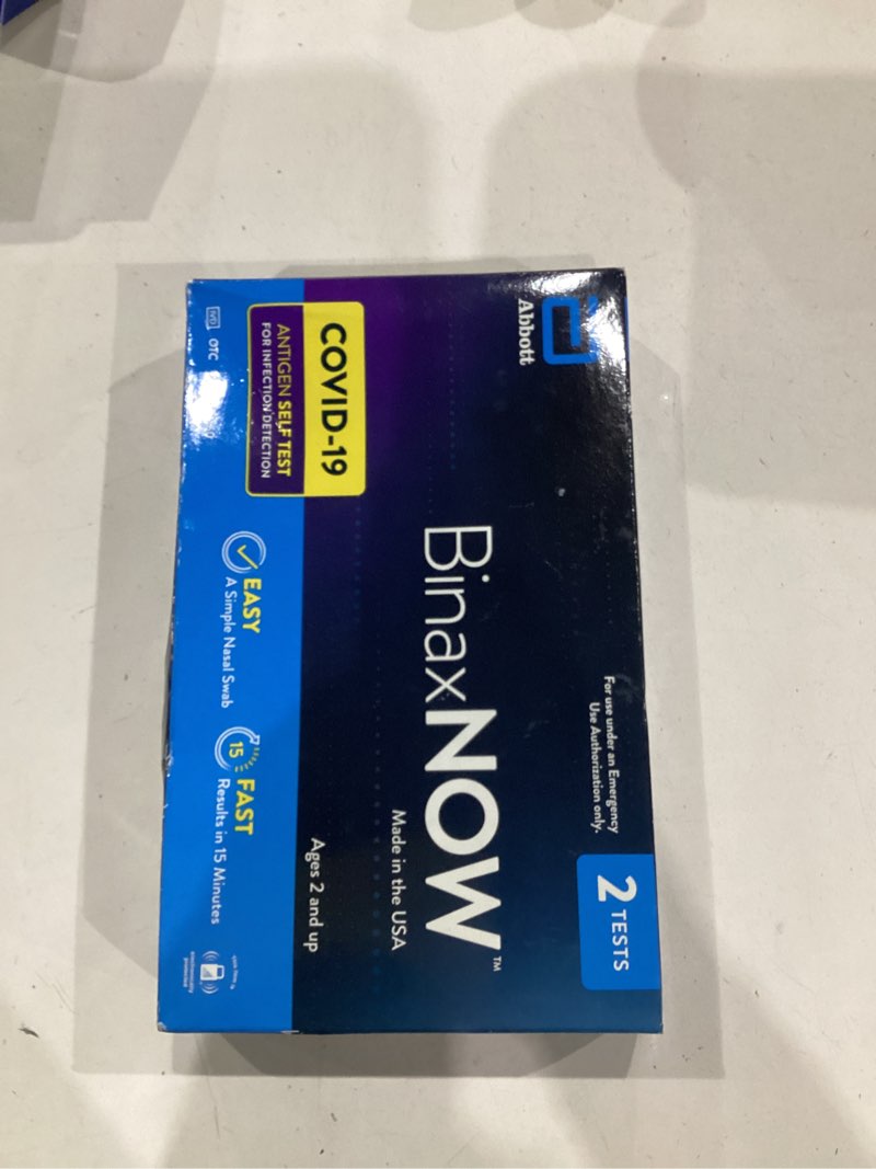 Condition photo showing New/Like New for binaxnow™ covid-19 rapid antigen self-test kit with reliable 15 minute results, 2 tests