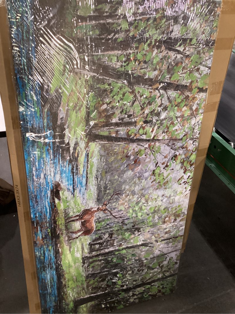 29x58 in canvas deer in woods textured like painting