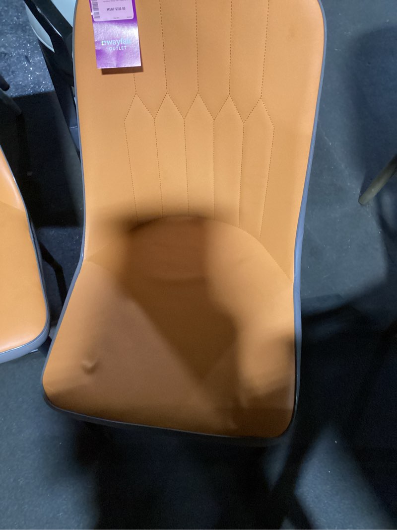 Upholstered dining chair orange set of 2