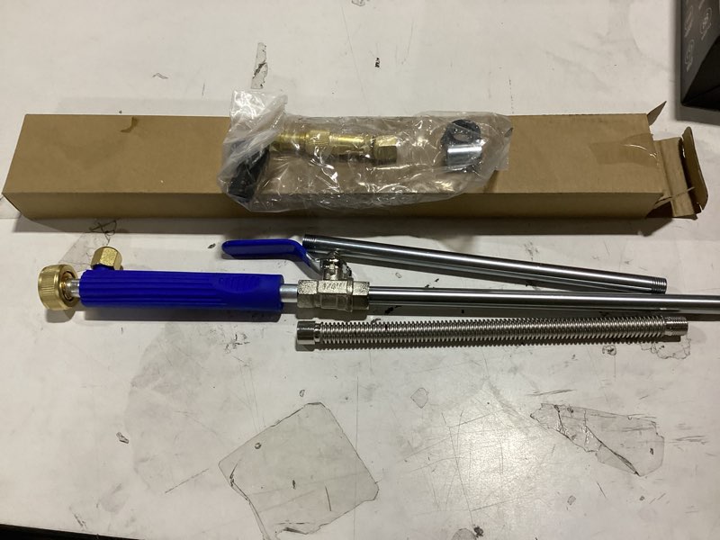 Condition photo showing As Is for high pressure power washer sprayer wand with flexible hose nozzle, 39'' hydro jet power washer cleaning tool, wand lance for gutter patio car pet window glass blue blue-extend