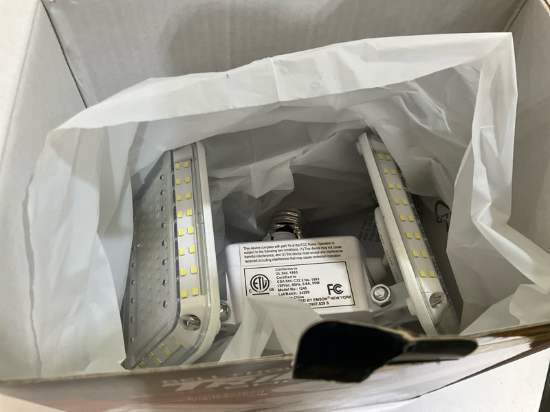 Condition photo showing As Is for bell + howell 5500 -lumens led screw-in ceiling-mounted work light