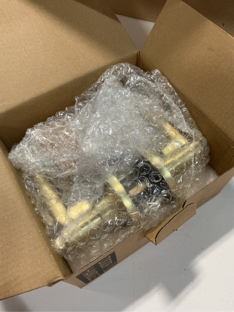 Condition photo showing Good Condition for 5 Pcs Gold Door Handles Interior in Satin Brass Finish, Bedroom Bathroom Privacy Door Levers Interior Gold Locksets Keyless, Reversible for Right & Left Sided Doors 5 Pack Keyless Privacy Door Handle