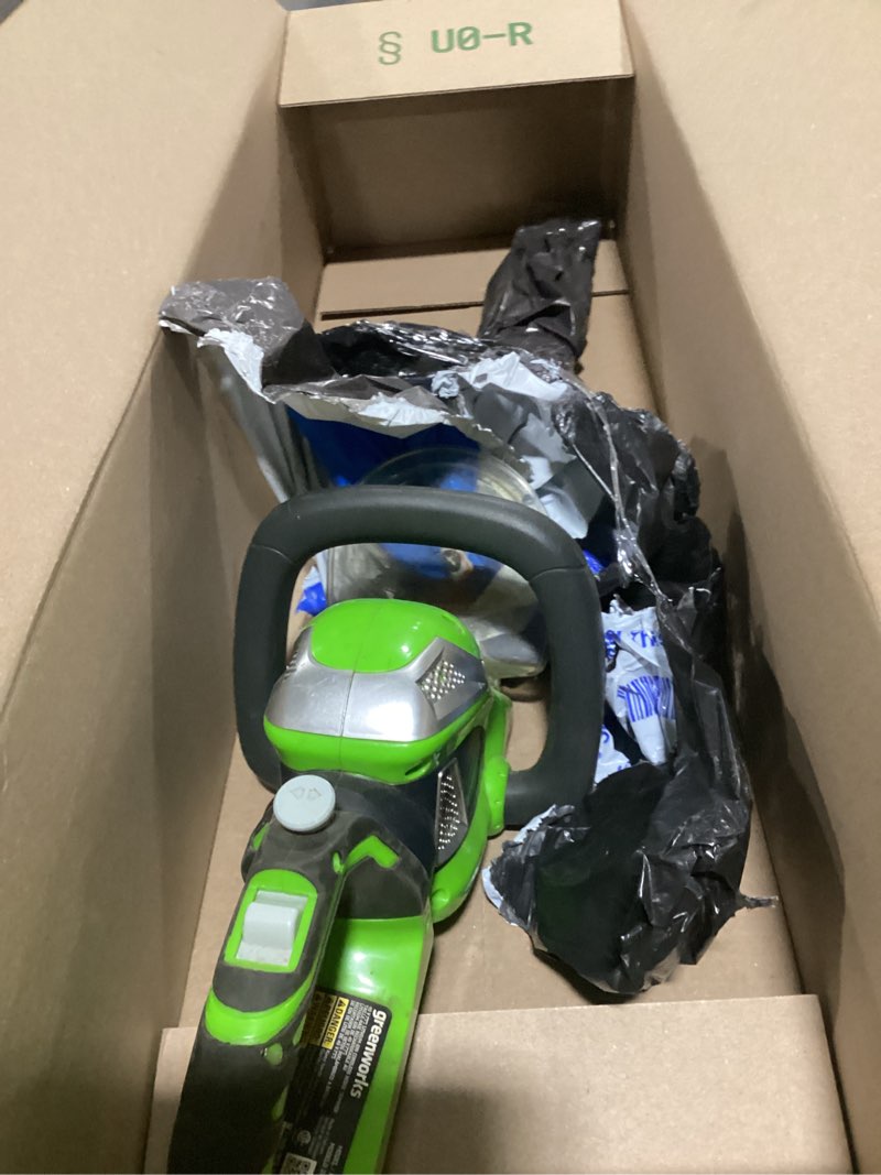 Condition photo showing As Is for Greenworks 24V 24" (1.1" Cutting Capacity/Rotating Handle) Brushless Hedge Trimmer Cordless, Battery and Charger Not Included 24" Tool Only
