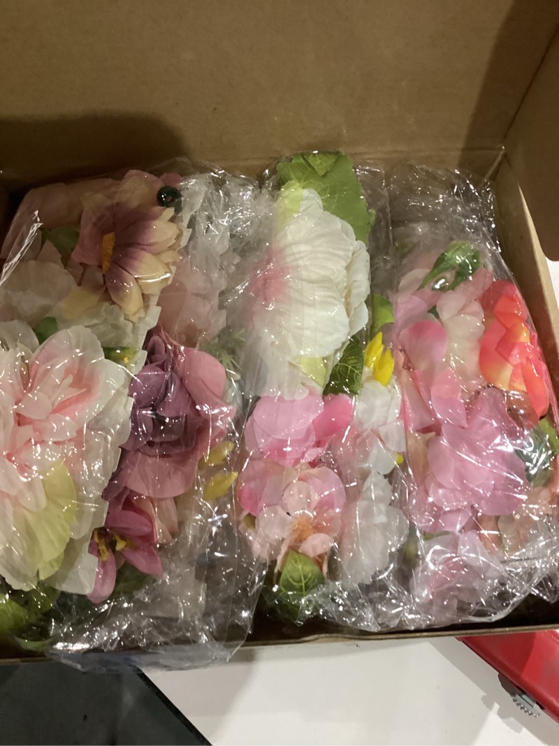 Condition photo showing New/Like New for 6 pcs 35.46 ft flower garlands backdrop spring artificial wildflower vines floral decorations for party fake flower vines faux silk wildflower for easter wedding garden wall arch(pink)