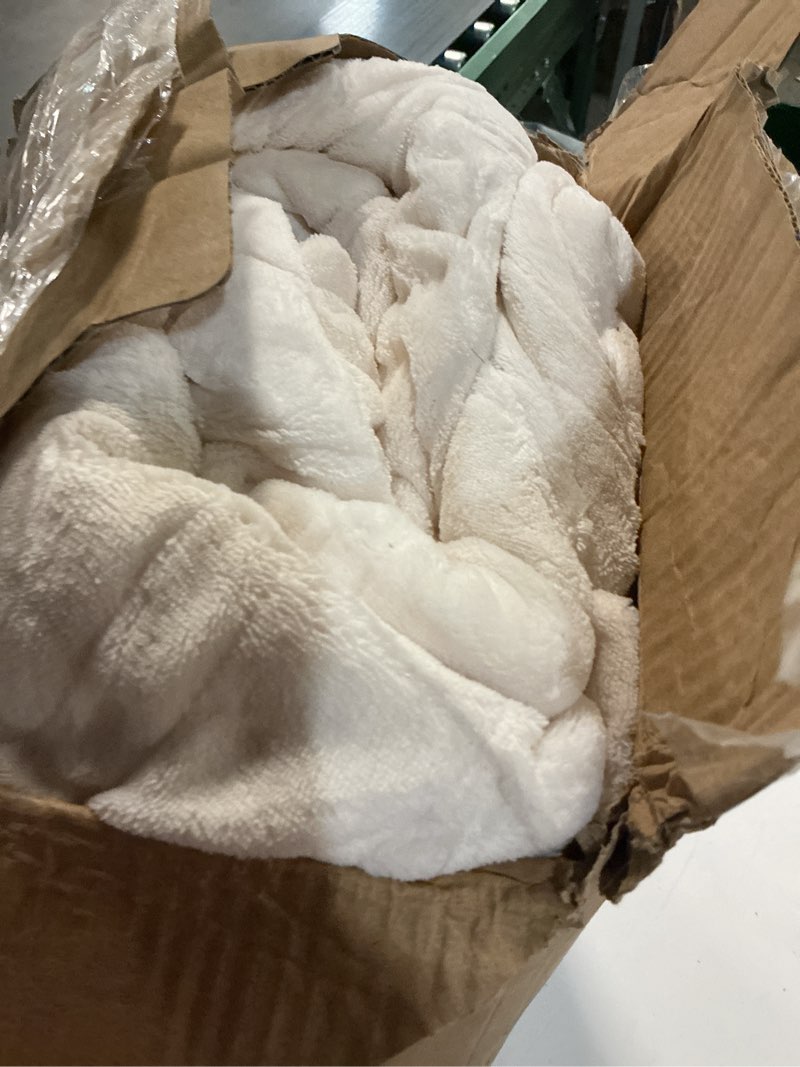 Condition photo showing As Is for Electric Heated Blanket King Size 90"x100" - Dual-Sided with Microplush & Sherpa Fabric, 4 Heat Settings & 10 Hours Auto Off, Dual Controller, Machine Washable - White 05-lvory King(90"x100")