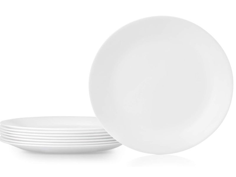 8  piece dinner plate set, 2 size plates, white 