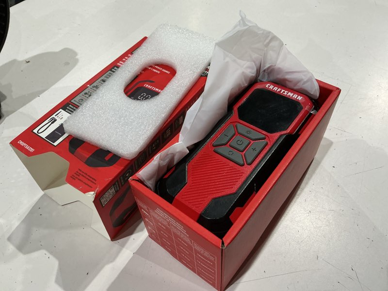 Condition photo showing As Is for craftsman portable 12-volt air inflator (power source: battery)